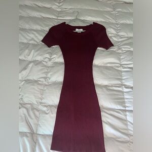 Burgundy ribbed mini dress